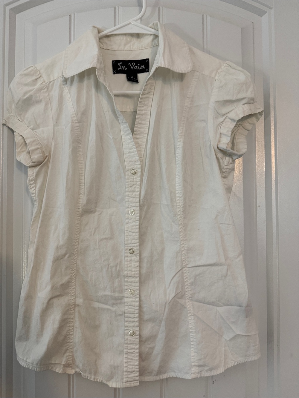 White Short-Sleeve Button-Down Shirt